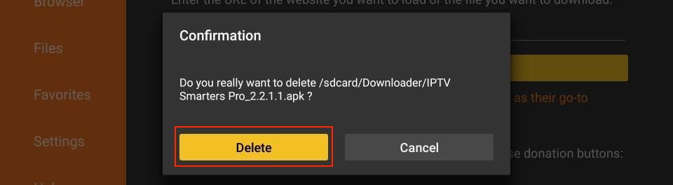 Again, click Delete